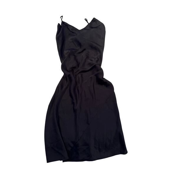 Aritzia Wilfred Only Slip Satin Midi Dress Black Large Adjustable Straps - Picture 4 of 8